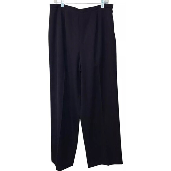 Valerie Stevens Pure Wool Dress Black Pants 16 Side Zip Wide Leg Office Party - Picture 1 of 10